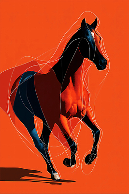 JPG 모양 동물 편집이미지 선 컬러 백그라운드 달리기 주황색 말_게임 그림 생동감 아크릴 이미지편집 AI컴퓨터그래픽 AI콘텐츠 모션 재질 파일형식