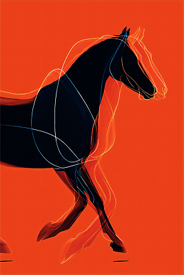 JPG 모양 동물 편집이미지 디자인 예술 선 백그라운드 모션 검은색 주황색 말_게임 우아함 뷰티풀 창의성 경관 이미지편집 AI컴퓨터그래픽 AI콘텐츠 컬러 컨셉 풍경 파일형식