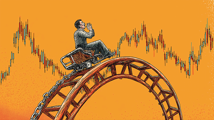 JPG 남자 감정 일러스트 비즈니스 모션 그래프 금융 경제 변화 시장 주식 위험 분석 투자 롤러코스터 서류판 심호흡 국내일러스트 AI일러스트 AI콘텐츠 컨셉 사람 사무용품 호흡 놀이기구 파일형식