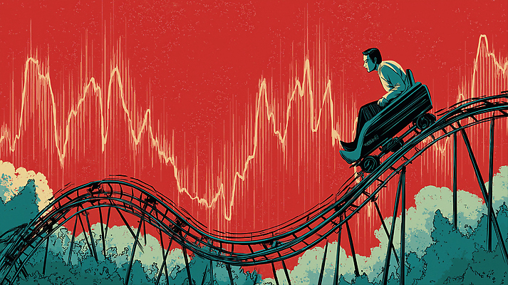 JPG 남자 감정 컬러 백그라운드 일러스트 그래프 놀이공원 도전 체험 승차 즐거움 공포 롤러코스터 순간 스릴 국내일러스트 AI일러스트 AI콘텐츠 컨셉 모션 사람 테마파크 놀이기구 파일형식