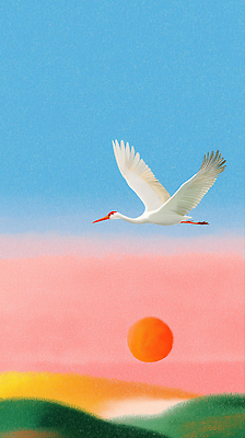 JPG 분홍색 컬러 일러스트 자연 조류 하늘 생명 생물 풍경 파란색 평화 일몰 비행 저녁 백로 조화 뷰티풀 국내일러스트 AI일러스트 AI콘텐츠 동물 컨셉 노을 야간 생태계 파일형식
