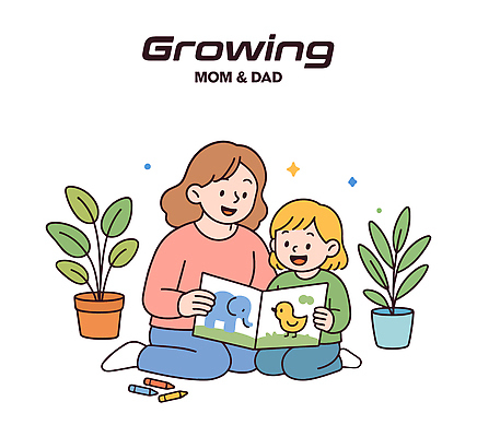 식물 교육 행복 어린이 하늘색 일러스트 가족 모션 이야기 사랑 책 학습 부모 독서 방 표현 시간 즐거움 그림책 소통 국내일러스트 AI파일 감정 컨셉 관계 사람 파란색 파일형식 벡터
