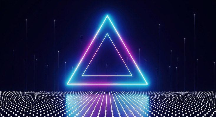 JPG 편집이미지 디자인 컬러 백그라운드 조명 형상 빛 반짝임 디지털 어둠 점 삼각형 신비 네온 이미지편집 AI컴퓨터그래픽 AI콘텐츠 도형 컨셉 모션 파일형식