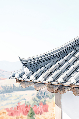 JPG 전통 사계절 건축 전통문화 일러스트 자연 지붕 산 한옥 한국 기와 세부 풍경 평화 농촌 조용 뷰티풀 국내일러스트 AI일러스트 AI콘텐츠 한국전통 계절 아시아 문화 컨셉 고건축 필리핀 시골 생태계 파일형식