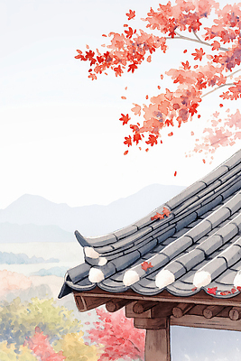 JPG 전통 문화 여유 단풍 고건축 일러스트 자연 단풍나무 지붕 산 한옥 한국 풍경 초원 햇빛 정원 고요 가을 뷰티풀 색채 국내일러스트 AI일러스트 AI콘텐츠 나무 한국전통 건축물 계절 감정 아시아 잎 태양 생태계 파일형식