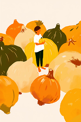 JPG 식물 전통 행복 어린이 상징 농업 채소 일러스트 모션 자연 호박 대화 경제 농작물 탐험 수확 가을 시장 색감 국내일러스트 AI일러스트 AI콘텐츠 계절 감정 산업 말하기 사람 생태계 파일형식