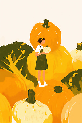 JPG 행복 어린이 채소 일러스트 자연 호박 실내 풍경 소녀 소년 여름 농작물 농장 귀여움 수확 가을 비교 밝은색 텃밭 국내일러스트 AI일러스트 AI콘텐츠 계절 여자 남자 감정 컨셉 밭 농업 사람 내부 생태계 파일형식