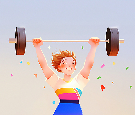 JPG 일러스트 성공 건강 웃음 사람 운동복 운동 파티 헬스 축제 운동장 기쁨 축하 무게 트로피 연습 풍선 팔 국내일러스트 AI일러스트 AI콘텐츠 옷 감정 컨셉 스포츠시설 표정 이벤트 신체부위 공간 상_우승 파일형식