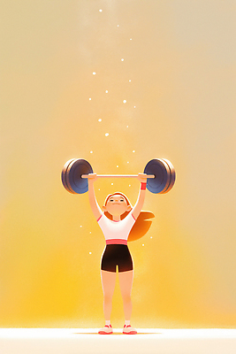 JPG 백그라운드 일러스트 운동선수 건강 소녀 운동복 운동 헬스 힘 활발 도전 자신감 역기 목표 몸무게 웨이트트레이닝 국내일러스트 AI일러스트 AI콘텐츠 옷 여자 감정 어린이 스포츠 컨셉 파일형식