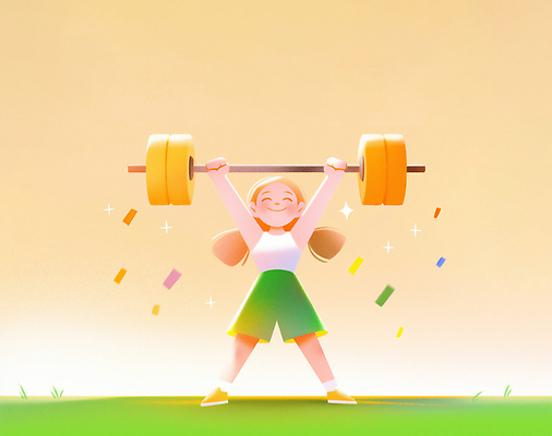 JPG 캐릭터 여자 행복 스포츠 백그라운드 일러스트 성공 운동선수 건강 밝음 그래픽 운동 헬스 축제 힘 기쁨 에너지 역기 몸무게 힘찬 국내일러스트 AI일러스트 AI콘텐츠 감정 컨셉 사람 파일형식