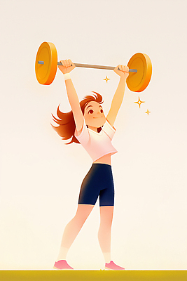 JPG 여자 스포츠 일러스트 모션 성공 근육 건강 미소 운동 헬스 힘 에너지 역기 목표 몸매 연습 즐거움 긍정 열정 국내일러스트 AI일러스트 AI콘텐츠 감정 컨셉 표정 사람 파일형식