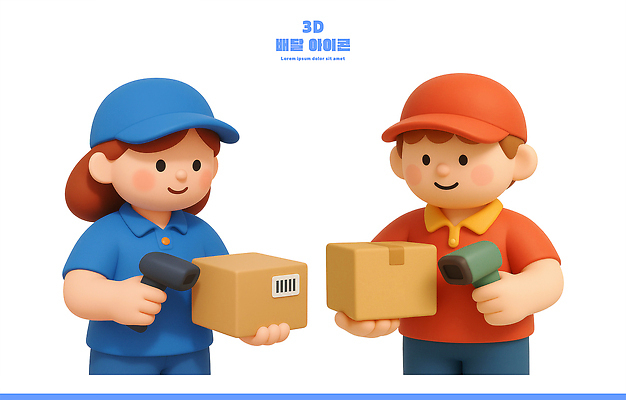 PSD 편집이미지 협력 사람 그래픽 상자 3D 작업 운전사 배송 창고 물류 소통 편집3D 직업 컨셉 디지털합성 파일형식