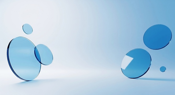 JPG 편집이미지 디자인 백그라운드 유리 형상 파란색 빛 반사 평화 투명 구슬 모던 질감 조화 이미지편집 AI컴퓨터그래픽 AI콘텐츠 컬러 컨셉 재질 파일형식