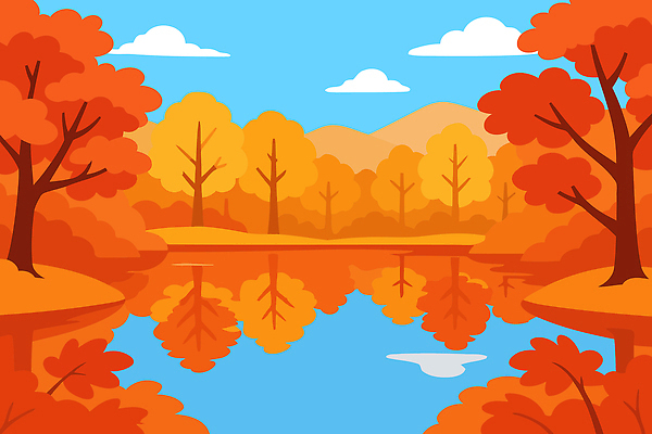 나무 호수 컬러 여행 단풍 일러스트 자연 하늘 산 따뜻함 풍경 물 여름 반사 소풍 평화 가을 숲 국내일러스트 AI파일 자연요소 식물 계절 컨셉 잎 야외활동 생태계 파일형식 벡터