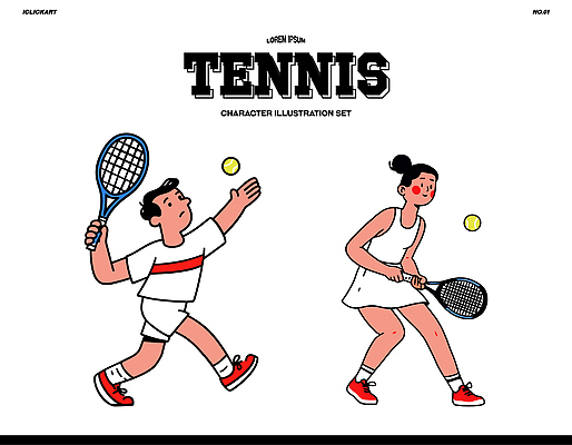 캐릭터 옷 여자 남자 스포츠 일러스트 공 모션 협력 건강 웃음 경기 여름 친구 운동 경쟁 코트 테니스 즐거움 국내일러스트 AI파일 계절 감정 컨셉 관계 표정 사람 구기 외투 파일형식 벡터