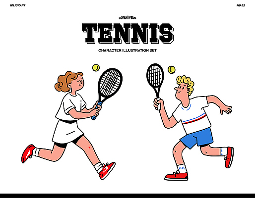 캐릭터 여자 남자 스포츠 일러스트 공 모션 놀이 협력 아웃도어 경기 초록색 운동복 코트 테니스 그리기 즐거움 국내일러스트 AI파일 옷 감정 컬러 사람 구기 외투 파일형식 벡터