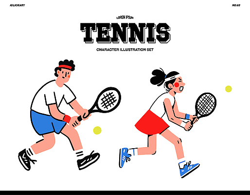 캐릭터 여자 남자 스포츠 컬러 일러스트 공 모션 청소년 웃음 경기 빨간색 친구 운동 활발 코트 테니스 흰색 라켓 동료 즐거움 국내일러스트 AI파일 감정 스포츠용품 컨셉 관계 표정 건강 사람 구기 외투 파일형식 벡터