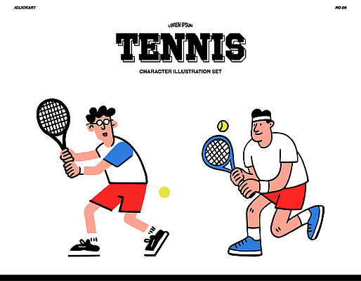 캐릭터 남자 스포츠 일러스트 공 모션 레저 협력 아이디어 경기 야외 운동복 운동 테니스 즐거움 열정 친목 국내일러스트 AI파일 옷 감정 컨셉 건강 사람 구기 파일형식 벡터