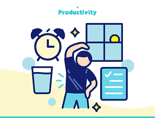 일러스트 건강 관리 일상 생활 물 스트레칭 산책 알람 업무 작업 집중 시간관리 습관 목표설정 자기계발 체크리스트 국내일러스트 AI파일 자연요소 컨셉 휴식 라이프 운동 파일형식 벡터