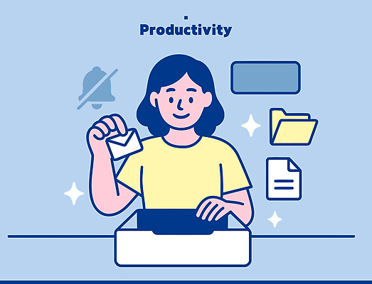 일러스트 모션 커뮤니케이션 관리 사람 환경 디지털 사무용품 업무 작업 사무 이메일 집중 파일 정리 시간관리 실천 국내일러스트 AI파일 컨셉 문구용품 파일형식 벡터