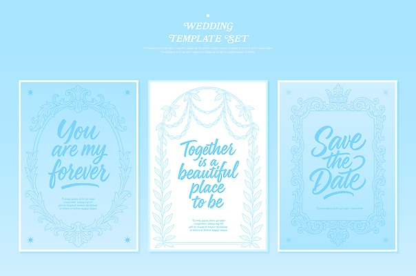 디자인 커플 기념일 행복 결혼 일러스트 결혼식 사랑 이벤트 장식 파란색 세트 모임 축하 인쇄 청첩장 초대장 독창 뷰티풀 스타일 국내일러스트 AI파일 감정 컬러 컨셉 관계 카드_감사 파일형식 벡터