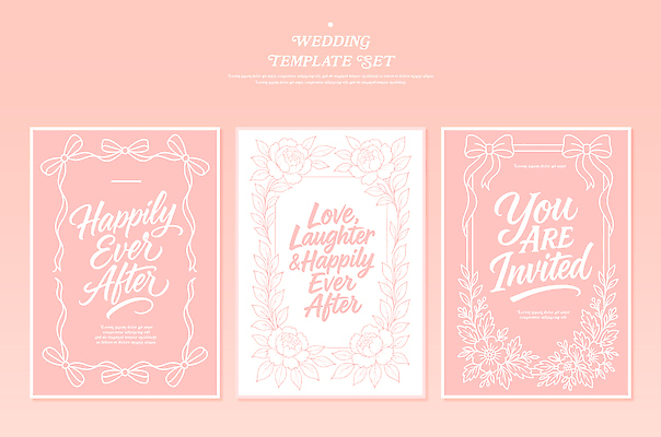 디자인 기념일 꽃 행복 분홍색 결혼 백그라운드 일러스트 캘리그라피 사랑 웃음 이벤트 장식 세트 고급 그림 청첩장 초대장 초대 스타일 국내일러스트 AI파일 식물 감정 컬러 컨셉 카드_감사 표정 파일형식 벡터