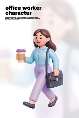 PSD 편집이미지 캐릭터 옷 여자 커피 가방 일상 생활 캐주얼 사무실 걷기 환경 업무 직장인 오브젝트 출근 편집3D 직업 잡화 음료 비즈니스 모션 사람 라이프 3D 작업 출퇴근 파일형식