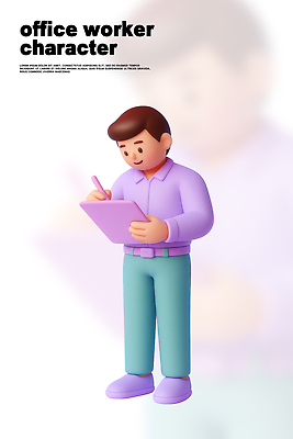 PSD 편집이미지 캐릭터 의자 조명 직장 사무실 기록 메모지 업무 작업 사무원 모던 문서 오후 편집3D 직업 가구 회사 비즈니스 3D 사무용품 파일형식