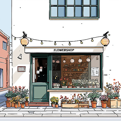 JPG 식물 꽃 화분 여유 컬러 가로등 일러스트 자연 아침 조명 거리 사람 풍경 일상 장식 상점 카페 도시 빈티지 꽃집 환기 국내일러스트 AI일러스트 AI콘텐츠 주간 공공시설 감정 컨셉 라이프 생태계 파일형식