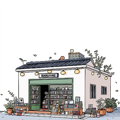 JPG 식물 외관 문화 일러스트 자연 조명 여러명 책 독서 공간 카페 도시 분위기 조경 문학 서점 뷰티풀 오후 창의성 국내일러스트 AI일러스트 AI콘텐츠 다수 컨셉 사람 상점 생태계 파일형식