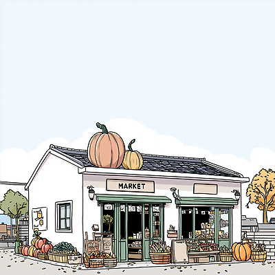 JPG 채소 과일 일러스트 호박 풍경 여러명 농작물 쇼핑 마을 상점 가을 시장 구매 상품 오브젝트 상업 주말 지역 방문 아기자기 국내일러스트 AI일러스트 AI콘텐츠 계절 다수 컨셉 농업 사람 파일형식