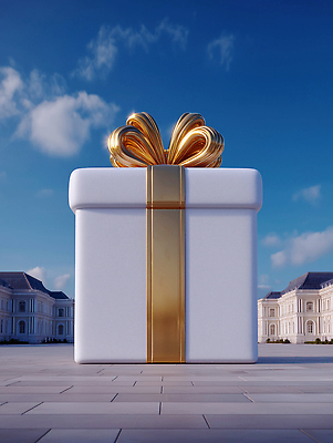 JPG 편집이미지 디자인 리본 날씨 선물 건물 장식 상자 세일 정원 흰색 황금 중앙 뷰티풀 창의성 청명 이미지편집 AI컴퓨터그래픽 AI콘텐츠 건축물 컬러 파일형식