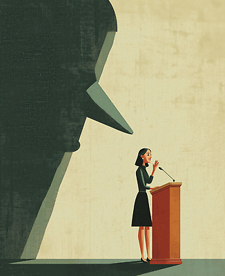 JPG 여자 문화 예술 상징 일러스트 그림자 힘 무대 표현 메시지 군중 강의 전달 거짓말 리더쉽 스피치 국내일러스트 AI일러스트 AI콘텐츠 사람 파일형식