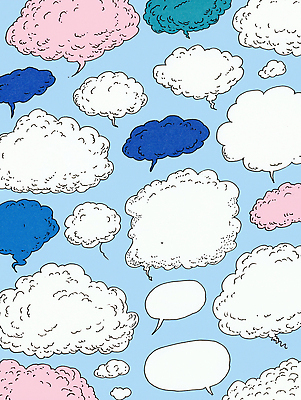 JPG 구름 디자인 분홍색 컬러 백그라운드 말풍선 일러스트 텍스트 대화 그래픽 파란색 흰색 표현 즐거움 그림 구성 상상력 창의성 국내일러스트 AI일러스트 AI콘텐츠 자연요소 감정 말하기 파일형식