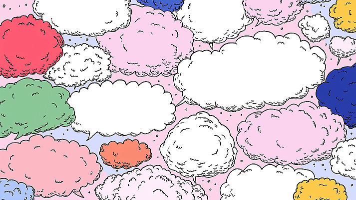 JPG 모양 디자인 컬러 백그라운드 말풍선 생각 패턴 일러스트 대화 그래픽 표현 메시지 크기 즐거움 그림 소통 상상력 색채 창의성 국내일러스트 AI일러스트 AI콘텐츠 감정 컨셉 무늬 말하기 파일형식