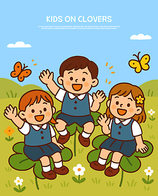 꽃 행복 어린이 나비 일러스트 자연 놀이 웃음 초원 여름 친구 소풍 유치원 놀이공원 도전 전원 클로버 즐거움 해맑음 국내일러스트 AI파일 식물 계절 교육 감정 곤충 관계 표정 사람 야외활동 테마파크 전기에너지 생태계 파일형식 벡터