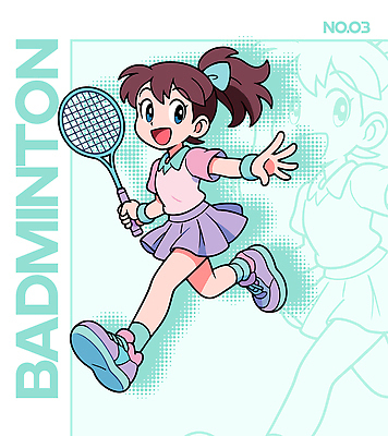 캐릭터 스포츠 컬러 일러스트 운동선수 소녀 취미 친구 운동복 달리기 운동 활발 에너지 라켓 즐거움 배드민턴 대회 소녀상 액티비티 일러캐릭터 AI파일 옷 여자 감정 어린이 스포츠용품 컨셉 관계 모션 건강 구기 파일형식 벡터