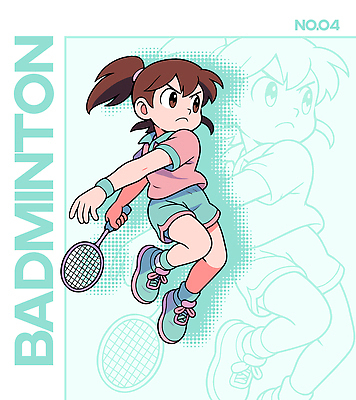 어린이 스포츠 일러스트 모션 소녀 취미 운동 점프 경쟁 코트 라켓 스윙 집중 체육 연습 즐거움 역동적 배드민턴 액션 일러캐릭터 AI파일 캐릭터 여자 감정 스포츠용품 포즈 컨셉 건강 사람 구기 외투 파일형식 벡터