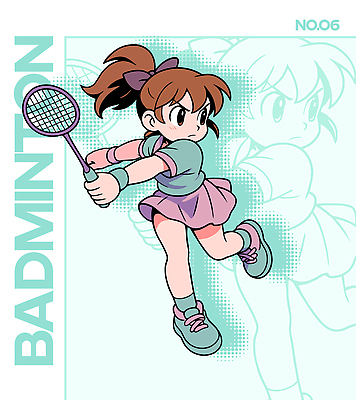 캐릭터 디자인 여자 스포츠 일러스트 모션 경기 운동 운동장 에너지 코트 게임 라켓 집중 즐거움 배드민턴 액션 일러캐릭터 AI파일 감정 스포츠용품 컨셉 스포츠시설 놀이 건강 사람 구기 외투 공간 파일형식 벡터