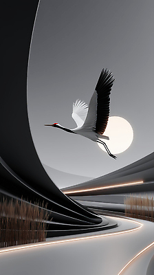 JPG 편집이미지 디자인 컬러 이동 자연 하늘 풍경 평화 노을 일몰 학 구조물 우아함 조용 이미지편집 AI컴퓨터그래픽 AI콘텐츠 자연요소 건축 컨셉 조류 생태계 파일형식