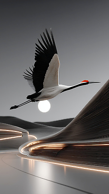 JPG 편집이미지 디자인 날개 생명 그림자 풍경 빨간색 태양 학 비행 모던 조화 뷰티풀 수평선 이미지편집 AI컴퓨터그래픽 AI콘텐츠 자연요소 컬러 조류 파일형식