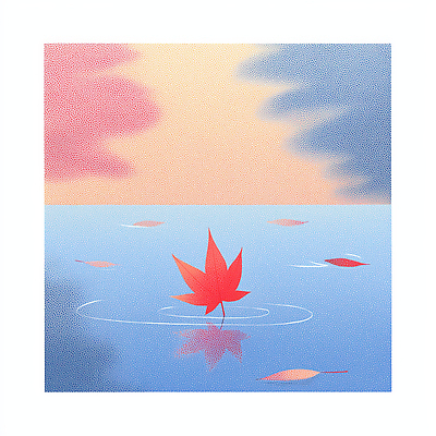 JPG 호수 물결 컬러 단풍 잎 일러스트 자연 하늘 한국 풍경 빨간색 물 반사 환경 고요 일몰 가을 저녁 조용 뷰티풀 차분 국내일러스트 AI일러스트 AI콘텐츠 자연요소 식물 계절 아시아 컨셉 노을 야간 생태계 파일형식