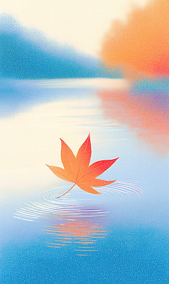 JPG 나무 감정 컬러 단풍 일러스트 자연 풍경 반사 고요 가을 연못 물가 수면 조화 뷰티풀 풍경화 차분 국내일러스트 AI일러스트 AI콘텐츠 식물 계절 컨셉 잎 물 그림 생태계 파일형식