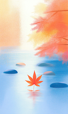 JPG 계절 호수 컬러 단풍 잎 일러스트 자연 하늘 산 풍경 물 햇빛 반사 평화 고요 산책 가을 돌_바위 조용 뷰티풀 국내일러스트 AI일러스트 AI콘텐츠 자연요소 식물 컨셉 휴식 태양 생태계 파일형식