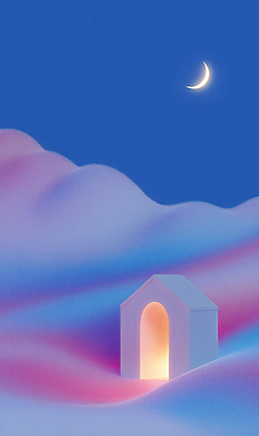 JPG 구름 편집이미지 예술 상상 자연 밤하늘 하늘 주택 풍경 그래픽 빛 평화 꿈 달 색감 창의성 이미지편집 AI컴퓨터그래픽 AI콘텐츠 자연요소 컨셉 건물 야간 생태계 파일형식