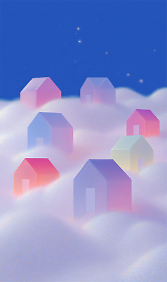 JPG 구름 편집이미지 예술 컬러 상상 밤하늘 주택 풍경 꿈 조화 무지개색 뷰티풀 테마 몽환 환상 이미지편집 AI컴퓨터그래픽 AI콘텐츠 자연요소 컨셉 하늘 건물 컬러풀 야간 파일형식