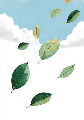 JPG 감정 컬러 이동 잎 일러스트 상상 자연 하늘 생명 바람 풍경 여름 세계 맑음 자유 부드러움 뷰티풀 순간 국내일러스트 AI일러스트 AI콘텐츠 자연요소 식물 계절 컨셉 날씨 감각 생태계 파일형식