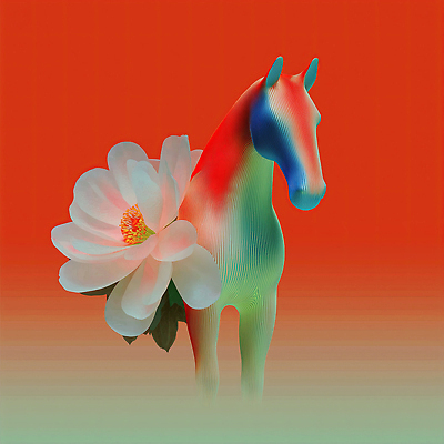 JPG 편집이미지 디자인 꽃 예술 백그라운드 추상 매력적 말_게임 감각 조화 색감 창의성 이미지편집 병오년 붉은말 AI컴퓨터그래픽 AI콘텐츠 식물 컨셉 무늬 말_동물 파일형식 2026년