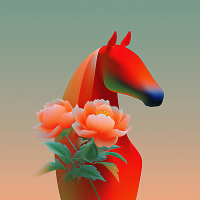 JPG 편집이미지 디자인 꽃 예술 상징 조각 백그라운드 자연 형상 빨간색 말_게임 감성 조화 뷰티풀 창작 이미지편집 병오년 붉은말 AI컴퓨터그래픽 AI콘텐츠 식물 컬러 컨셉 말_동물 생태계 파일형식 2026년