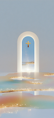 JPG 편집이미지 디자인 기독교 상징 십자가 빛 문 평화 공간 금색 뷰티풀 색감 영감 이미지편집 AI컴퓨터그래픽 AI콘텐츠 종교 컬러 컨셉 파일형식